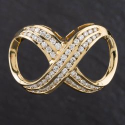 Second Hand 9ct Yellow Gold 1.92ct Brilliant Cut Diamond Figure Of 8 Style Loose Pendant 4314040