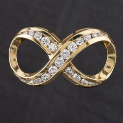 Second Hand 9ct Yellow Gold 1.94ct Brilliant Cut Diamond Figure Of 8 Loose Pendant 4314060