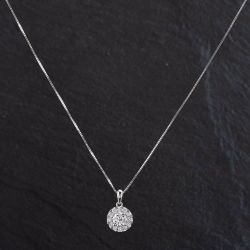 Second Hand 14ct White Gold 0.75ct Diamond 18 Inch Box Chain & Pendant 4314075