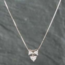 Second Hand Platinum 0.62ct Diamond Bow Pendant & 19 Inch Box Chain 43141014