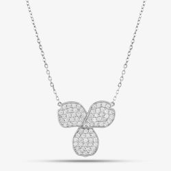 Second Hand Platinum 1.00ct Brilliant Cut Diamond Triple Pear Cluster Pendant & 16-18 Inch Trace Chain 43141052