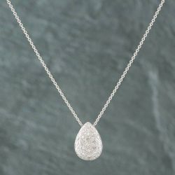 Second Hand 18ct White Gold 0.87ct Brilliant Cut Diamond Pear Shaped Pave Pendant & 16 Inch Trace Chain 43141060