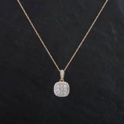 Second Hand 14ct Yellow Gold 0.50ct Brilliant Cut Diamond Pendant & 18 Inch Prince Of Wales Chain 4314109