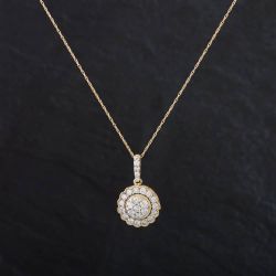Second Hand 14ct Yellow Gold 0.75ct Brilliant Cut Diamond Pendant & 18 Inch Prince Of Wales Chain 4314111