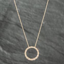 Second Hand Yellow Gold 0.25ct Brilliant Cut Diamond Open Pendant & 18 Inch Prince Of Wales Chain 43141153