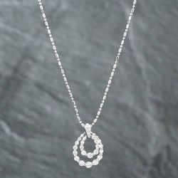Second Hand Platinum 1.24ct Brilliant Cut Diamond Graduated Double Loop Pendant & 16-18 Inch Ball Chain 43141176
