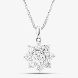 Second Hand Platinum 2.10ct Brilliant Cut Diamond Round Pendant & 16 Inch Box Chain 43141180