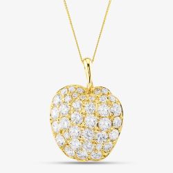 Second Hand 18ct Yellow Gold 2.10ct Brilliant Cut Diamond Apple Shape Cluster Pendant & 18 Inch Curb Chain 43141187