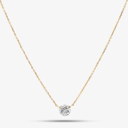 Second Hand 18ct Yellow Gold 0.71ct Brilliant Cut Diamond Floating Single Stone Pendant & 16-18 Inch Trace Chain 43141216