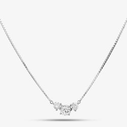 Second Hand Platinum 1.03ct Brilliant Cut Diamond Three Stone Pendant & 16 Inch Belcher Chain 43141225
