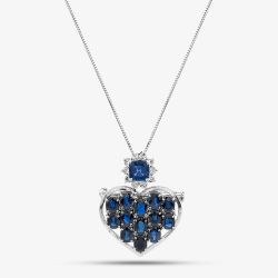 Second Hand Platinum 5.35ct Sapphire & 0.46ct Diamond Heart Pendant & 16-18 Inch Box Chain 43141227