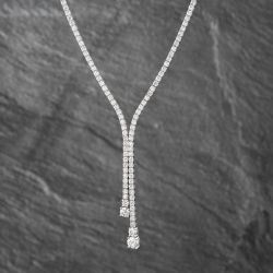 Second Hand 14ct White Gold 4.74ct Brilliant Cut Diamond Dropper 17 Inch Necklace 43141231