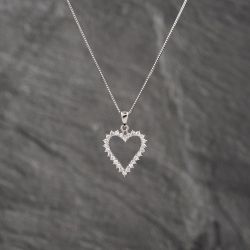 Second Hand Platinum 0.48ct Brilliant Cut Diamond Open Heart Pendant & 16-18 Inch Box Chain 43141240