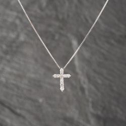 Second Hand 18ct White Gold 0.50ct Brilliant Cut Diamond Set Pendant & 15 Inch Box Chain 43141242