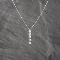 Second Hand Platinum 1.00ct Brilliant Cut Diamond Five Stone Pendant & 16-18 Inch Box Chain 43141252