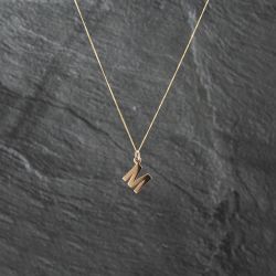 Second Hand 9ct Yellow Gold Initial M Pendant & 18 Inch Curb Chain 43141317
