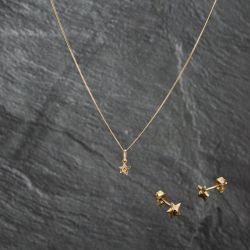 Second Hand Yellow Gold Star Pendant & Earrings Jewellery Set 43141320