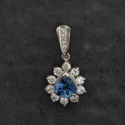 Second Hand Platinum 1.10ct Sapphire & 0.54ct Brilliant Cut Diamond Gemstone Loose Pendant 43141350