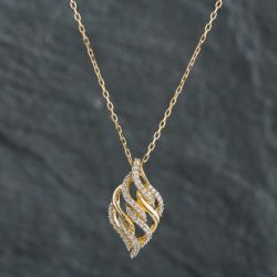 Second Hand 9ct Yellow Gold 0.20ct Brilliant Cut Diamond Pendant & 18 Inch Trace Chain 4314139