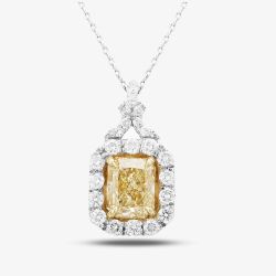 Second Hand 14ct White Gold & Platinum 2.44ct Multi-Cut Diamond Cluster Pendant & 16 Inch Belcher Chain 4314155