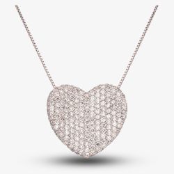 Second Hand Platinum 18 Inch 2.20ct Pave Diamond Heart Necklace 4314181