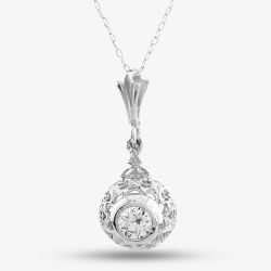 Second Hand Platinum 0.45ct Brilliant Cut Diamond Pendant & 18 Inch Trace Chain 4314229