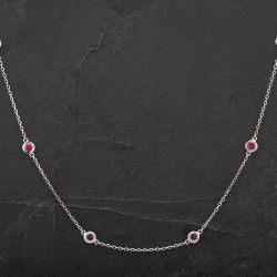 Second Hand 14ct White Gold 18 Inch Ruby Set Necklace 4314459