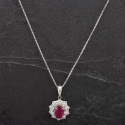Second Hand Platinum Oval 1.50ct Ruby & 1.01ct Diamond Pendant 4314482