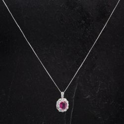 Second Hand Platinum Oval 1.79ct Ruby & 0.86ct Diamond Pendant 4314549