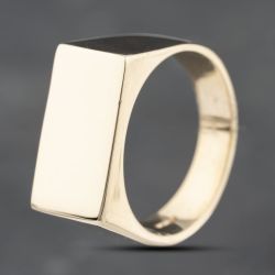 Second Hand 9ct Yellow Gold Plain Oblong Signet Ring 43151024