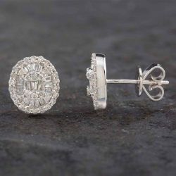 Second Hand 14ct White Gold 0.60ct Diamond Oval Stud Earrings 43170128