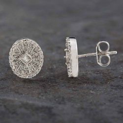 Second Hand 9ct White Gold 0.25ct Diamond Oval Stud Earrings 43170129