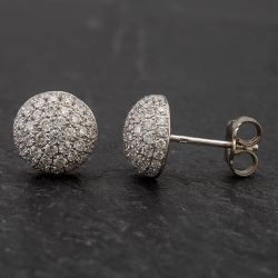 Second Hand 18ct White Gold Diamond Pave Stud Earrings 4317101