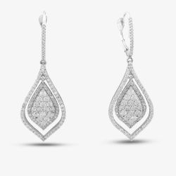 Second Hand 14ct White Gold 1.50ct Brilliant Cut Diamond Pear Shaped Dropper Earrings 43171049