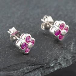 Second Hand White Gold 0.66ct Brilliant Cut Ruby & Diamond Stud Earrings 43171065