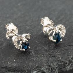 Second Hand White Gold 0.38ct Pear Cut Sapphire & Diamond Heart Stud Earrings 43171091