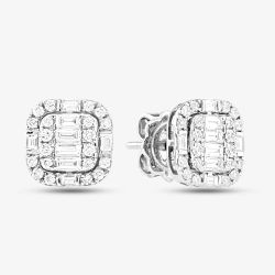 Second Hand 18ct White Gold Diamond Cushion Shape Stud Earrings 43171172