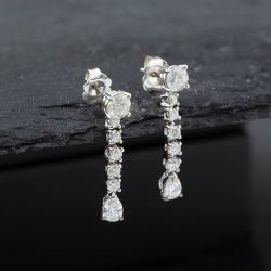 Second Hand 14ct White Gold Diamond Dropper Earrings 43171181