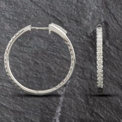 Second Hand 14ct White Gold 0.57ct Brilliant Cut Diamond Hoop Earrings 4317128