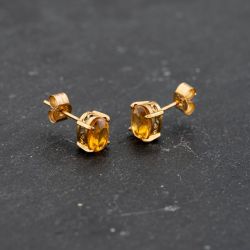 Second Hand Yellow Gold 6.5mm Citrine Oval Stud Earrings 43171380
