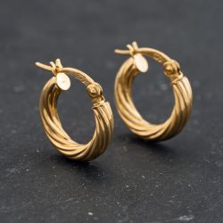 Second Hand Yellow Gold 15.5mm Twist Hoop Earrings 43171417