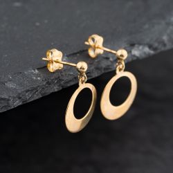 Second Hand Yellow Gold 21mm Circle Dropper Earrings 43171435