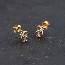Second Hand Two Colour Gold 8.5mm Stud Earrings 43171438