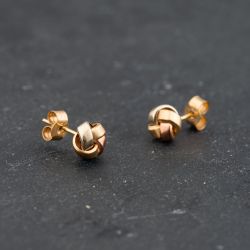 Second Hand Three Colour Gold 6mm Knot Stud Earrings 43171439