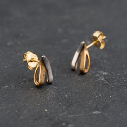 Second Hand Two Colour Gold 10mm Wishbone Stud Earrings 43171441