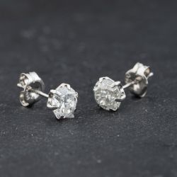 Second Hand Platinum 1.42ct Brilliant Cut Diamond Stud Earrings 43171490