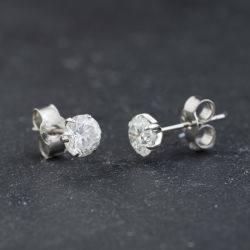 Second Hand Platinum 1.20ct Brilliant Cut Diamond Stud Earrings 43171491