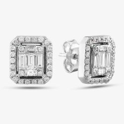 Second Hand 14ct White Gold 1.10ct Diamond Oblong Stud Earrings 431715523