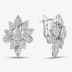 Second Hand 14ct White Gold 2.25ct Brilliant Cut Diamond Cluster Spray Stud Earrings 431715526