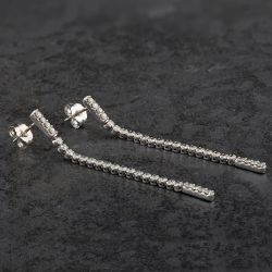 Second Hand 14ct White Gold 1.00ct Brilliant Cut Diamond Dropper Earrings 4317171